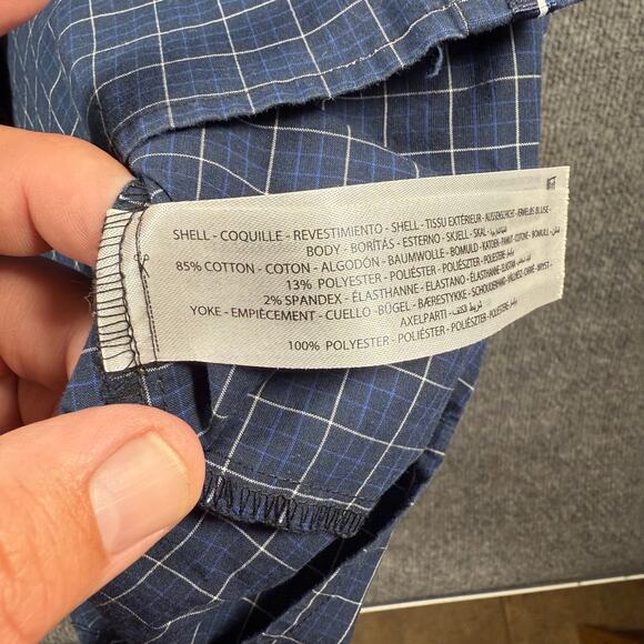 Ariat Pro Series Stretch Western Shirt Men's Medium Blue Window Pane Cowboy - Picture 8 of 10